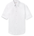 Alexander McQueen - Brad Slim-Fit Button-Down Collar Stretch Cotton-Blend Poplin Shirt - White