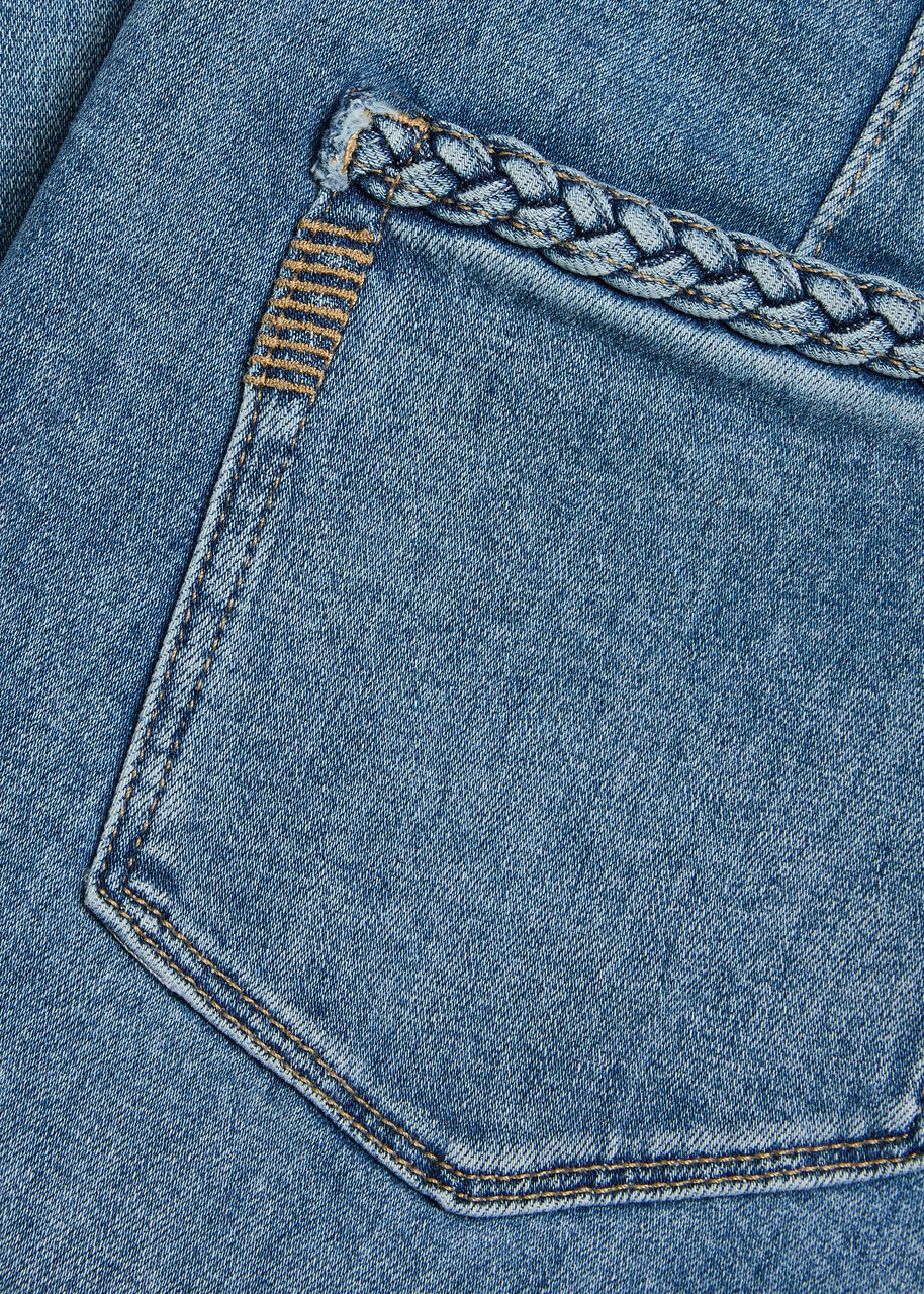Paige Anessa Braided-trim Wide-leg Jeans Blue