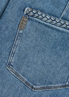 Paige Anessa Braided-trim Wide-leg Jeans Blue