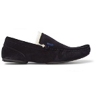 Hugo Boss - Faux Shearling-Lined Suede Slippers - Navy