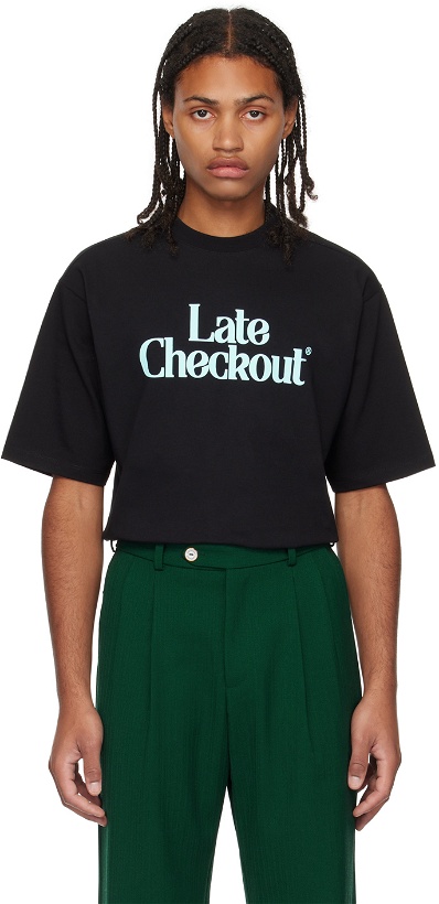 Photo: Late Checkout Black Crewneck T-Shirt