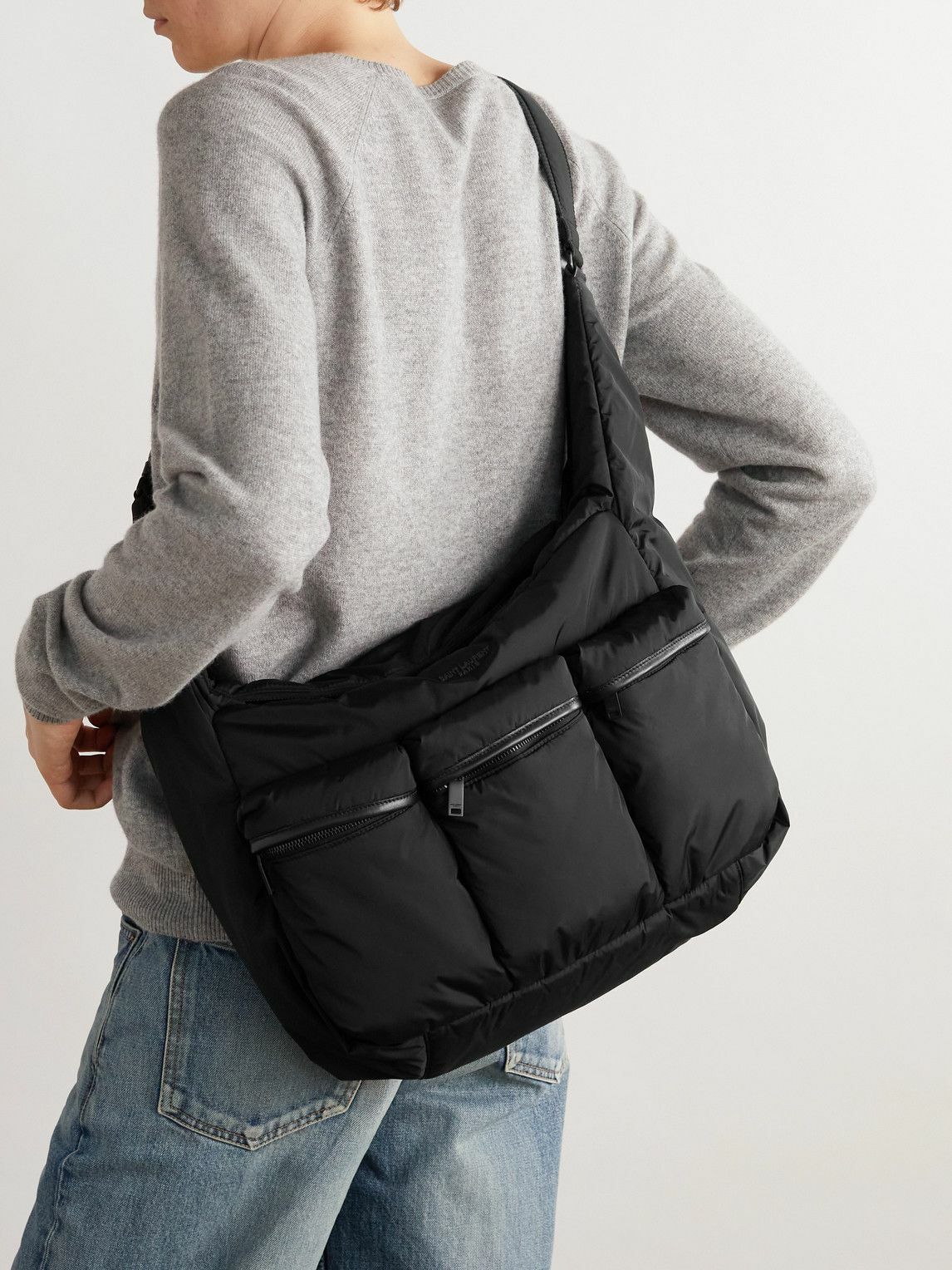 SAINT LAURENT - Leather-Trimmed Padded Shell Messenger Bag