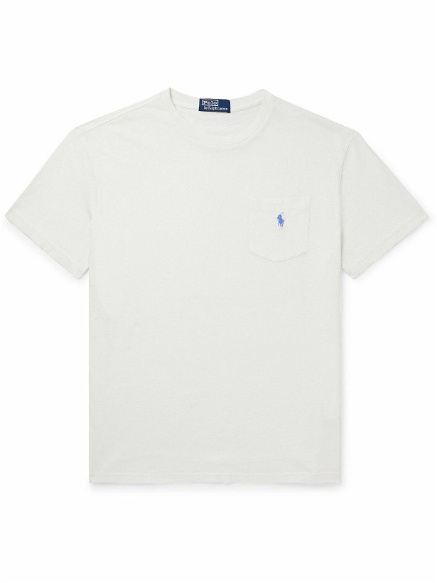 Photo: Polo Ralph Lauren - Logo-Embroidered Cotton and Linen-Blend Jersey T-Shirt - White