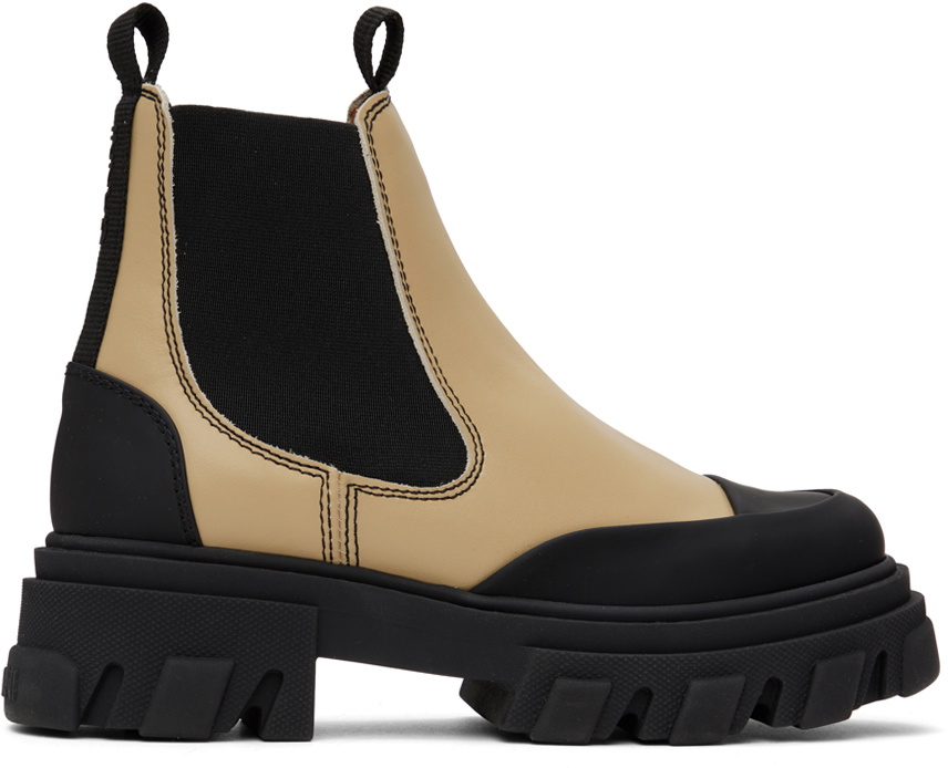 GANNI Beige Cleated Low Chelsea Boots GANNI