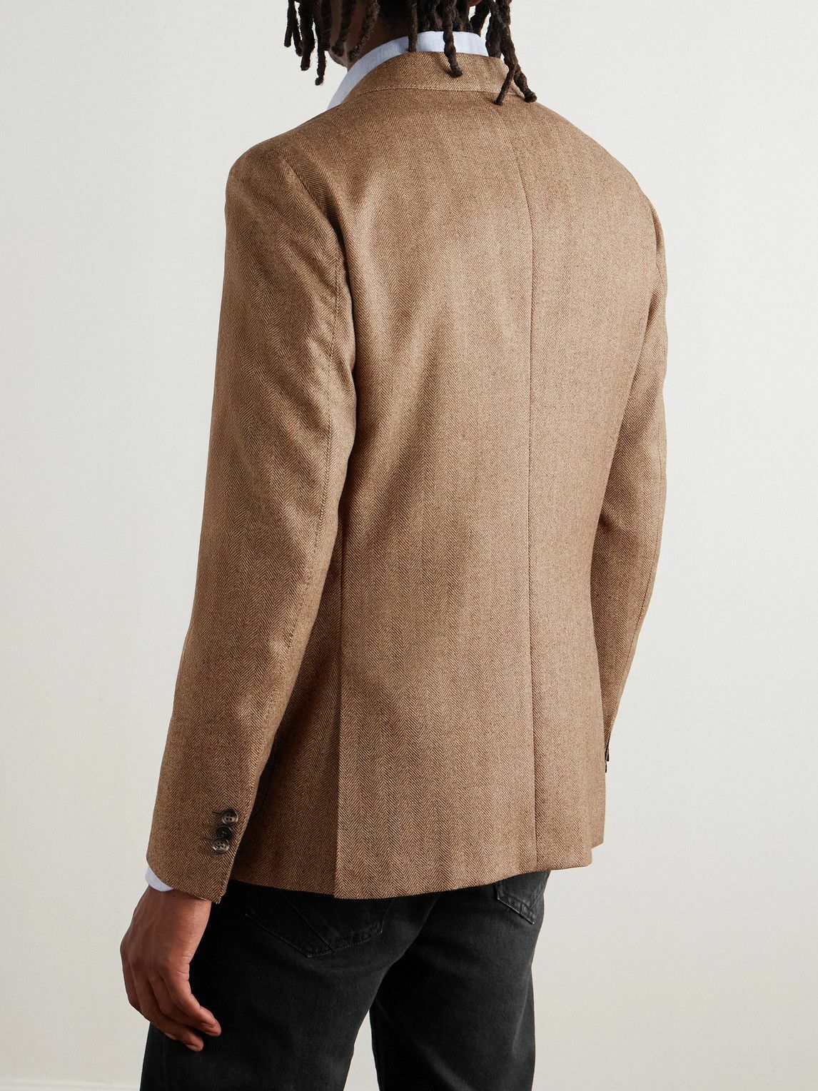 Incotex - Herringbone Wool Blazer - Brown