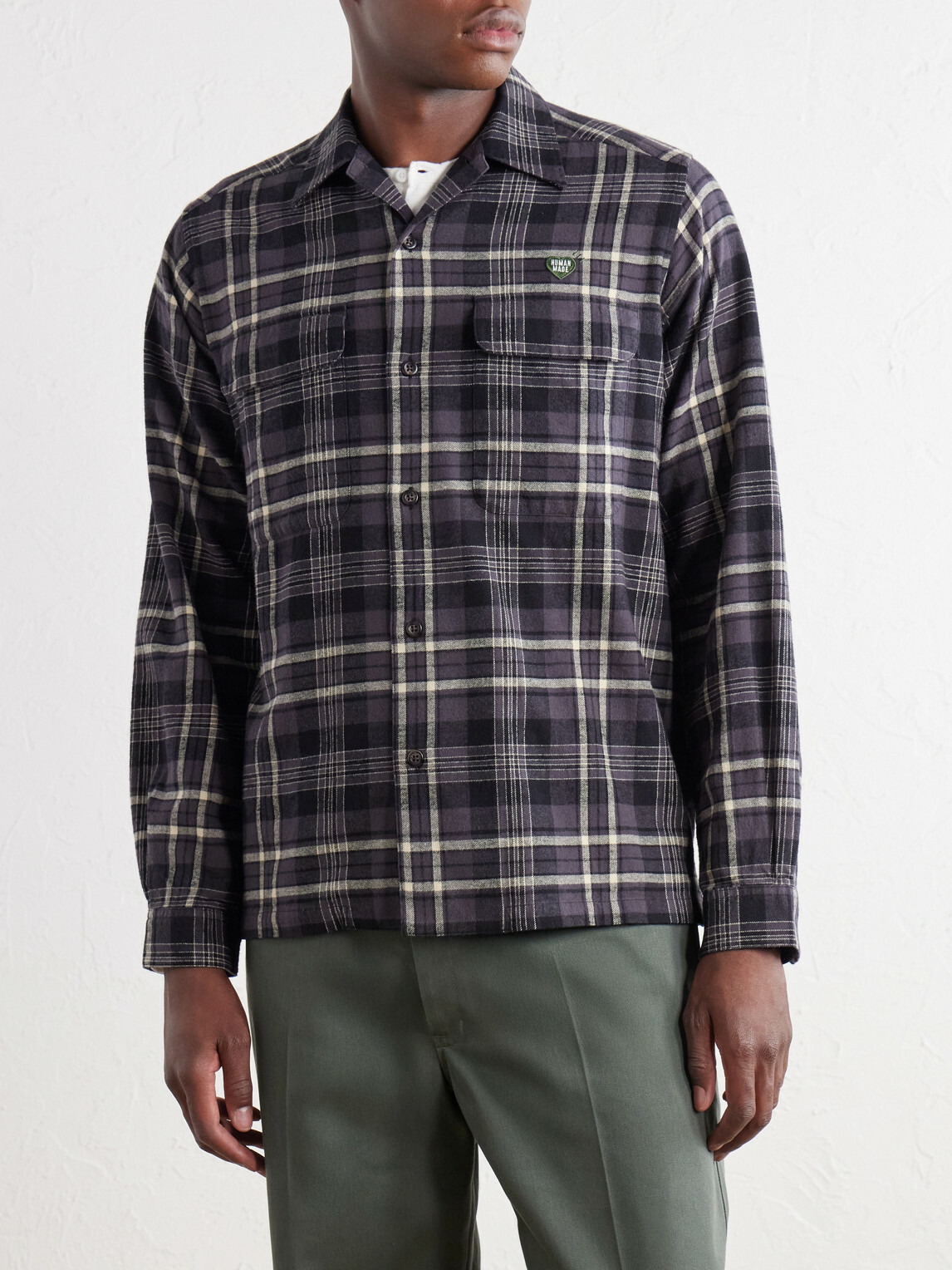 Human Made - Camp-Collar Checked Cotton-Flannel Shirt - Gray