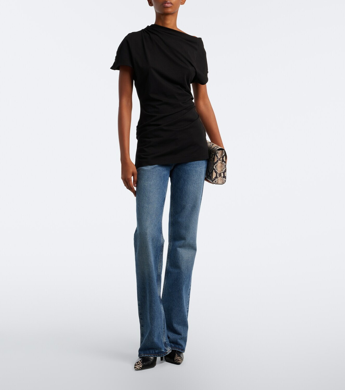 Agolde Beckly draped cotton jersey top