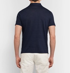 Incotex - Slim-Fit Striped Linen and Cotton-Blend Polo Shirt - Navy