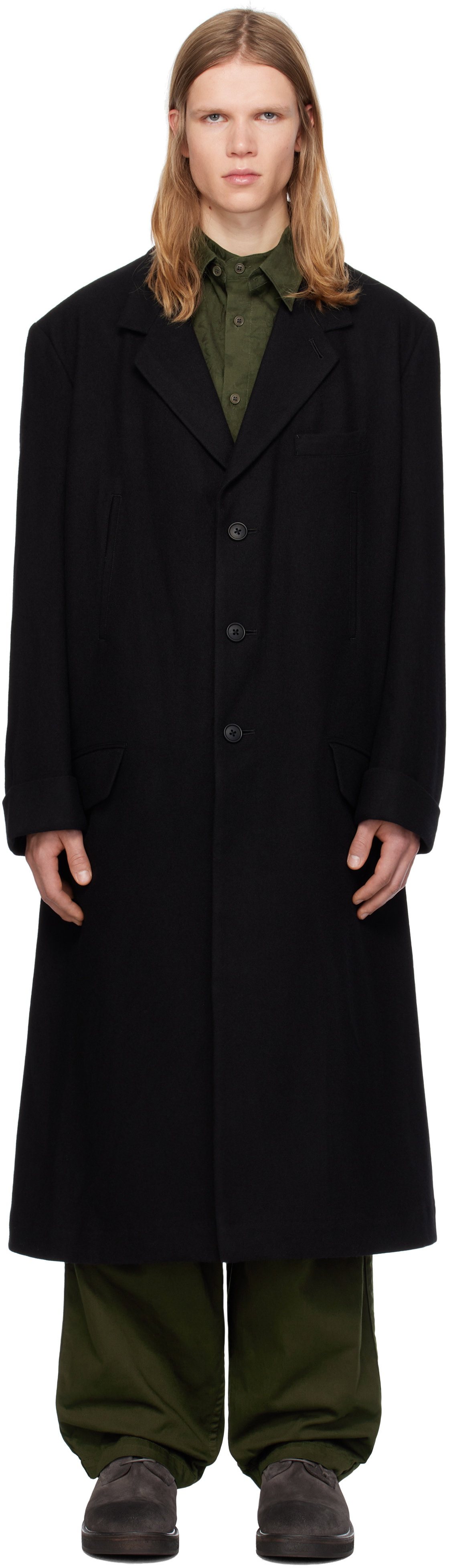 Y's For Men Black Long Coat