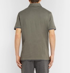 Brunello Cucinelli - Layered Slub Cotton Polo Shirt - Men - Army green