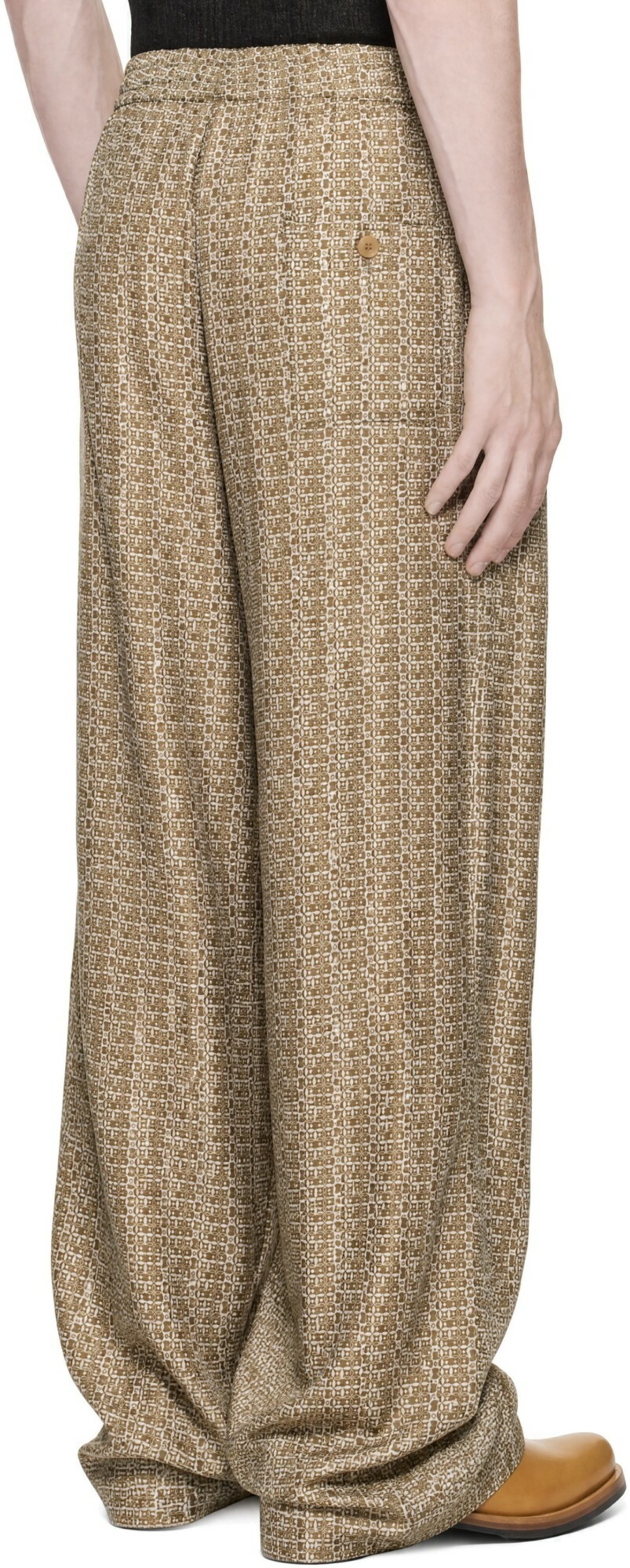 Hed Mayner Green & Beige Print Flow Trousers