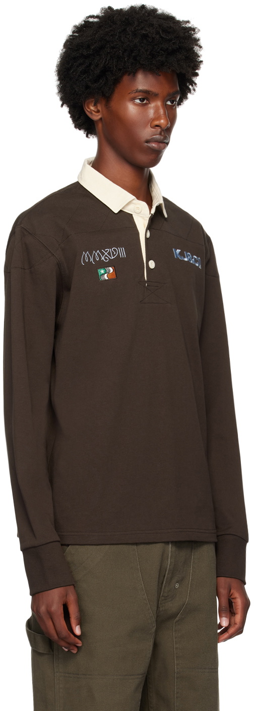 Kijun Brown Embroidered Polo