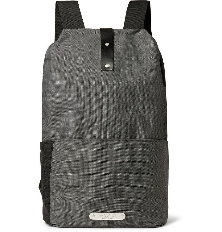 Photo: Brooks England - Dalston Leather-Trimmed Canvas Backpack - Charcoal