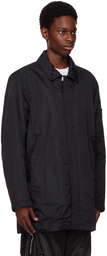 Stone Island Black Convertible Collar Coat