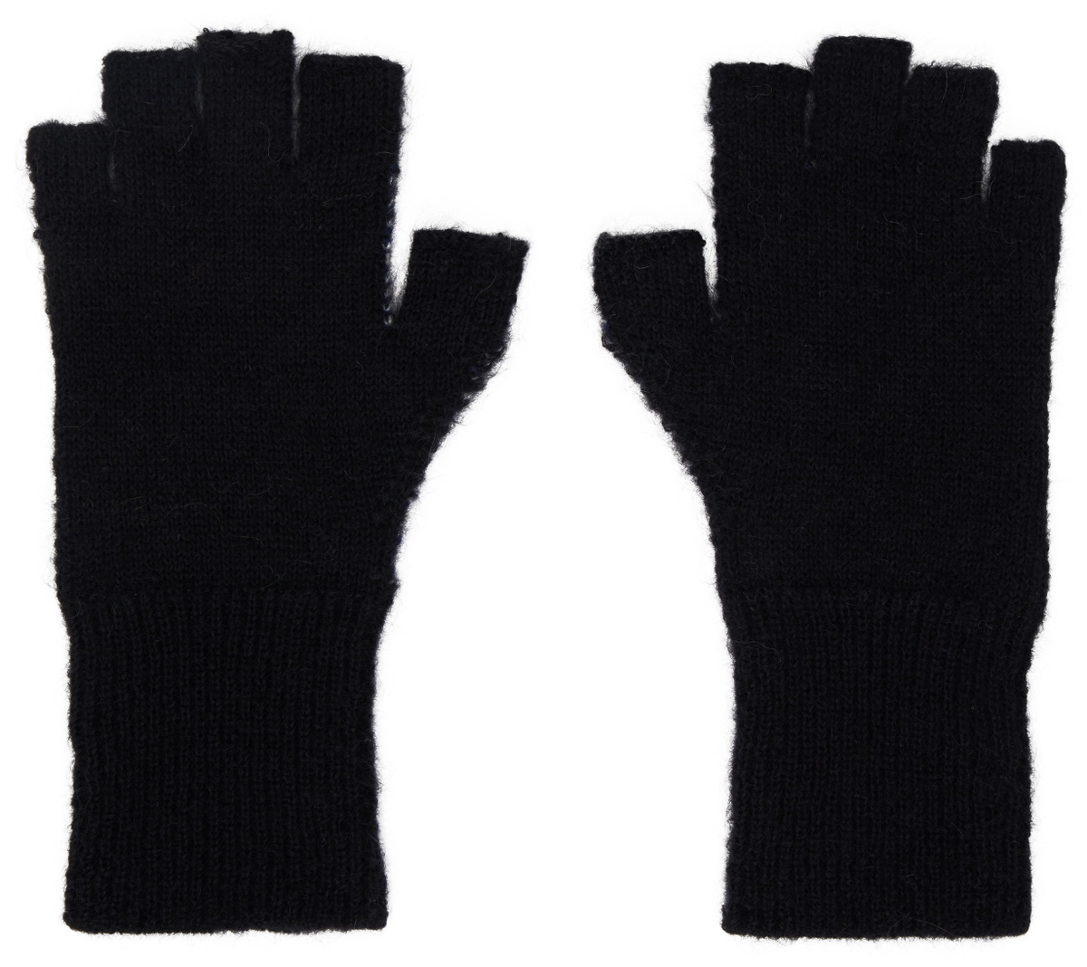 Marine Serre Black Moon Argyle Knit Fingerless Gloves