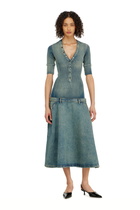 Diesel Drop-waist midi dress in knit and denim - Dresses Womens in Blue