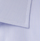 Turnbull & Asser - Blue Slim-Fit Cutaway-Collar Micro-Checked Cotton-Poplin Shirt - Blue