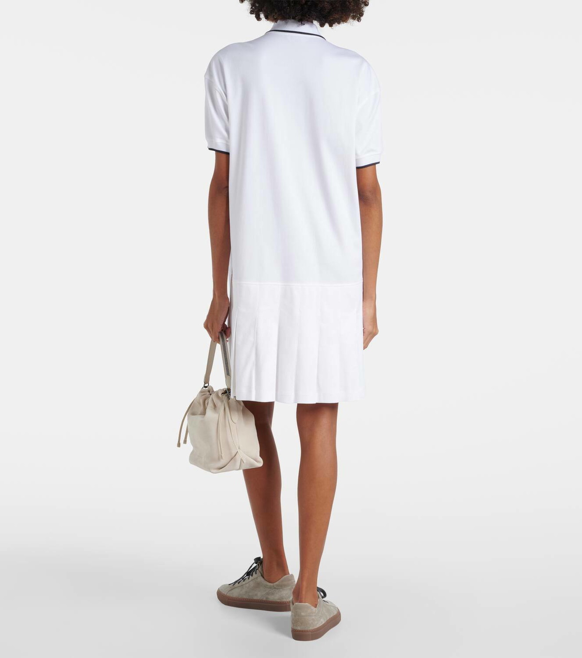 Brunello Cucinelli Pleated cotton polo dress