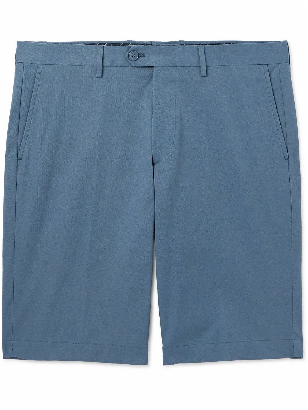 Photo: Etro - Straight-Leg Cotton-Blend Twill Bermuda Shorts - Blue
