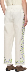 HARAGO Off-White Embroidered Trousers