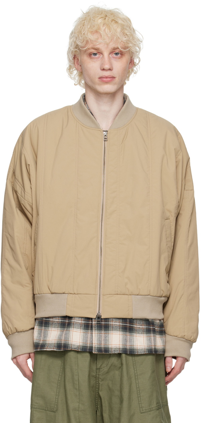 Reversible Bomber Jacket - Tan Quilted Recycled Nylon WR – s.k. manor hill