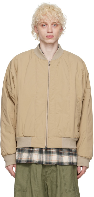 Photo: s.k. manor hill Tan Reversible Bomber Jacket