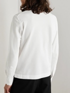Zegna - Leather-Trimmed Cotton-Piqué Polo-Shirt - White