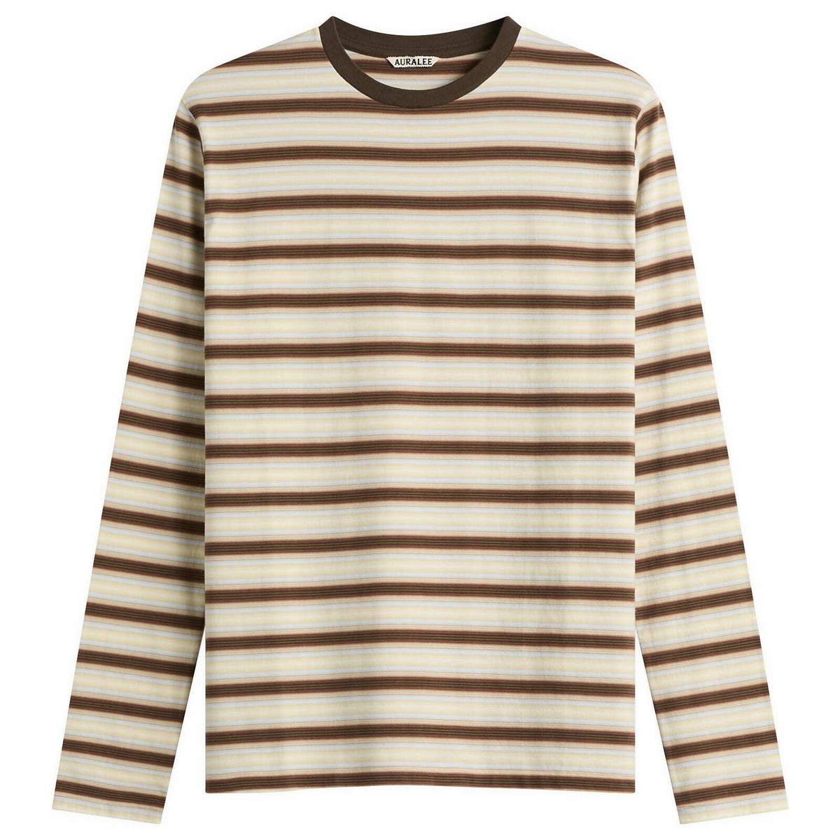 Auralee Women's Gradient Stripe Long Sleeve T-Shirt in Fade Brown Stripe