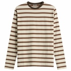 Auralee Women's Gradient Stripe Long Sleeve T-Shirt in Fade Brown Stripe