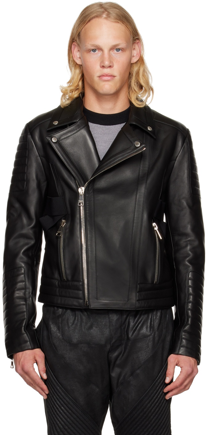 Photo: Balmain Black Paneled Leather Jacket