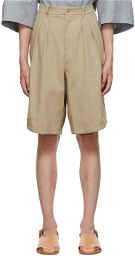 Hed Mayner Beige Pleated Shorts