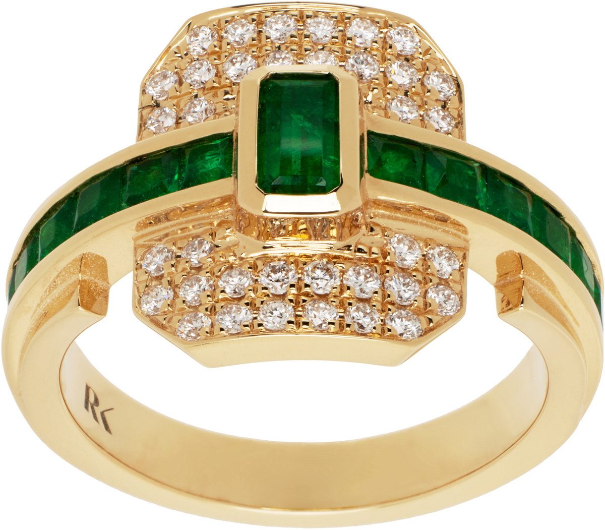 Rainbow K Gold Shield Emeralds Ring Rainbow K