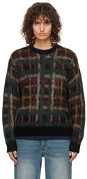Dime Black Plaid Mohair Knit Sweater
