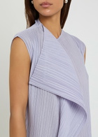 Pleats Please Issey Miyake Pleated Draped Woven Midi Dress Light Purple