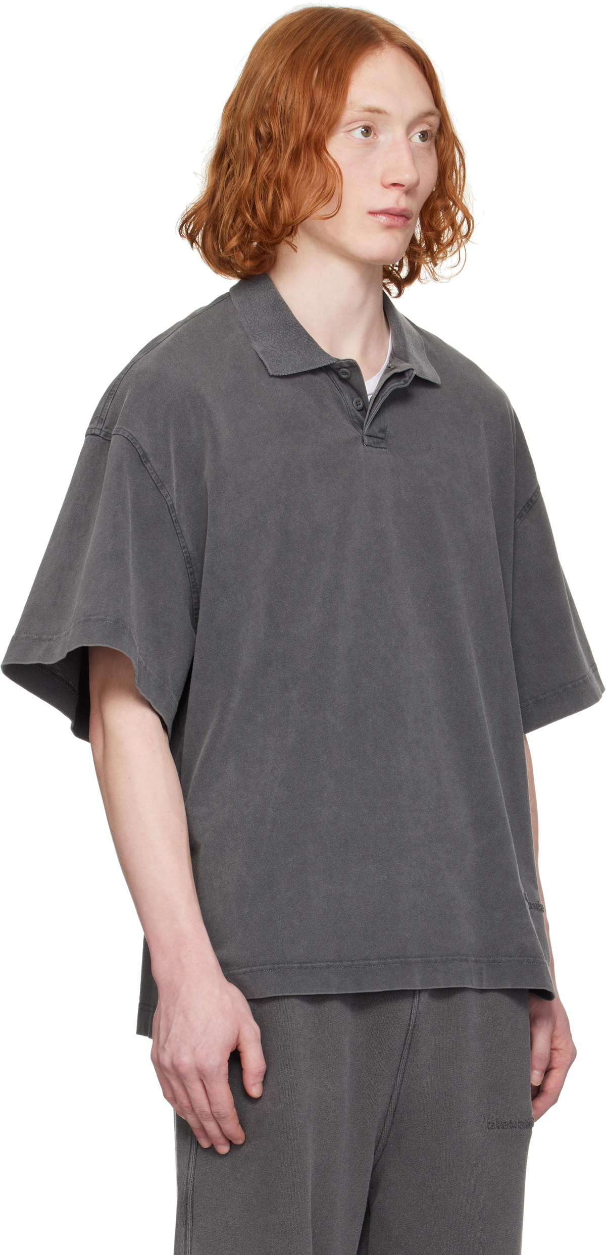 Alexander Wang Gray Short-Sleeve Polo Alexander Wang