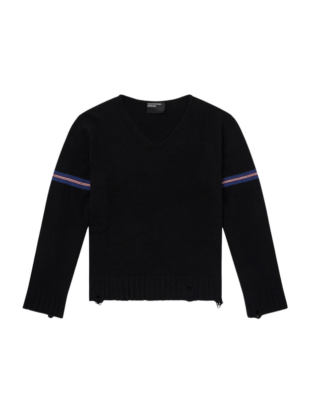 Photo: Enfants Riches Déprimés - Distressed Striped Cashmere Sweater - Black