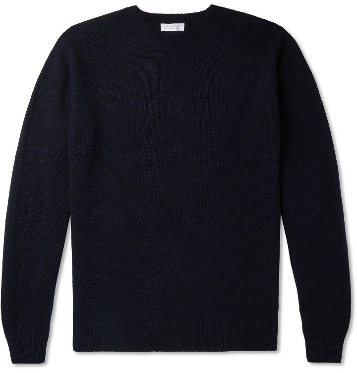 Photo: Sunspel - Mélange Shetland Wool Sweater - Blue