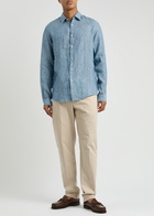 Sunspel Linen Shirt Light Blue
