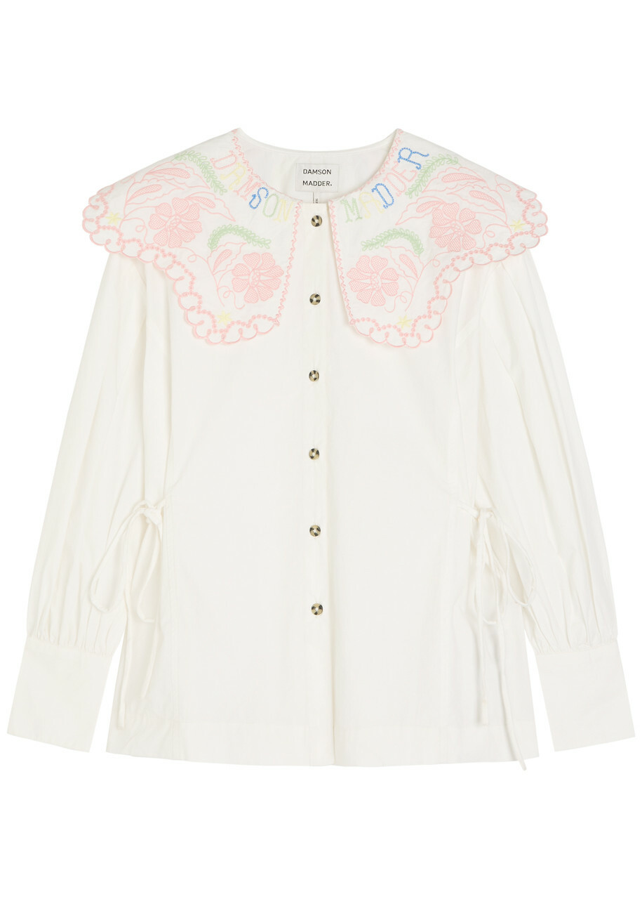 Damson Madder Valentina Embroidered Cotton-poplin Blouse White