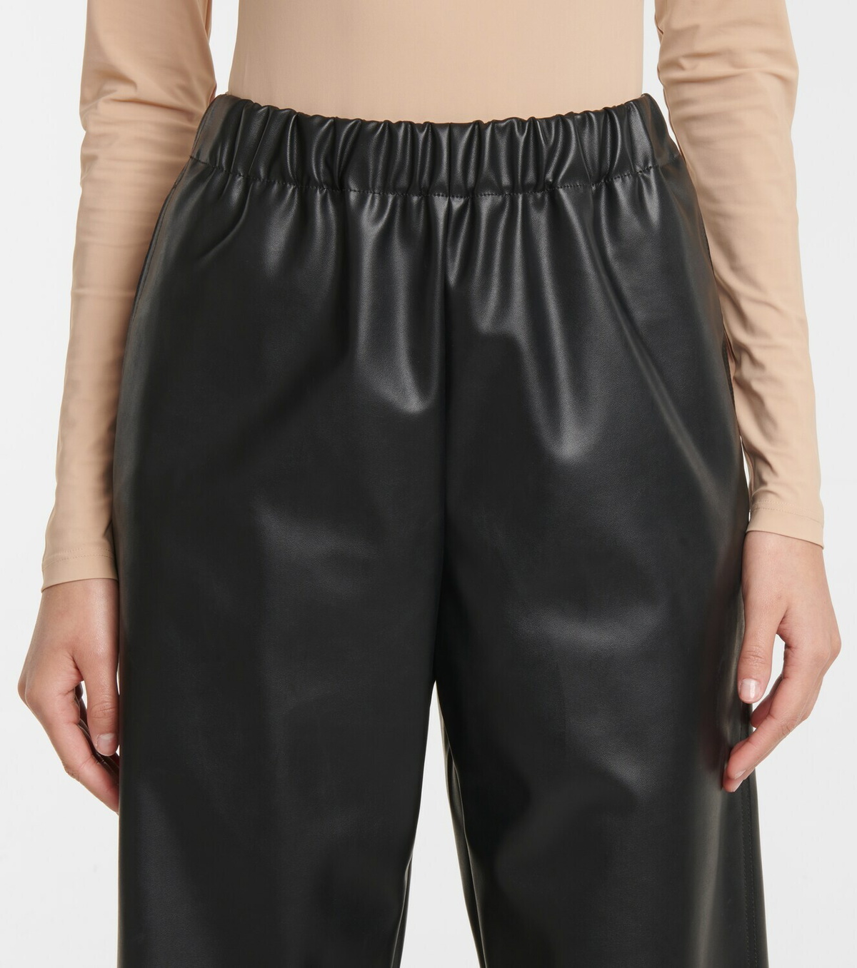 Maison margiela faux discount leather high-rise pants