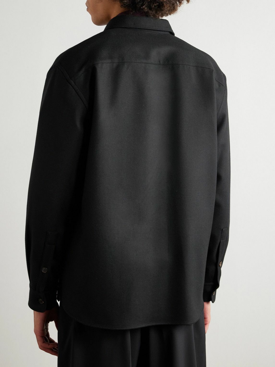 UMIT BENAN - Jonah Virgin Wool-Blend Twill Overshirt - Black