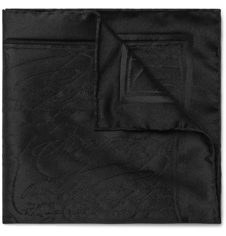 Photo: Berluti - Scritto Mulberry Silk-Jacquard Pocket Square - Black