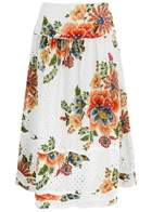 Farm Rio Delicate Garden Broderie Anglaise Cotton Midi Skirt White