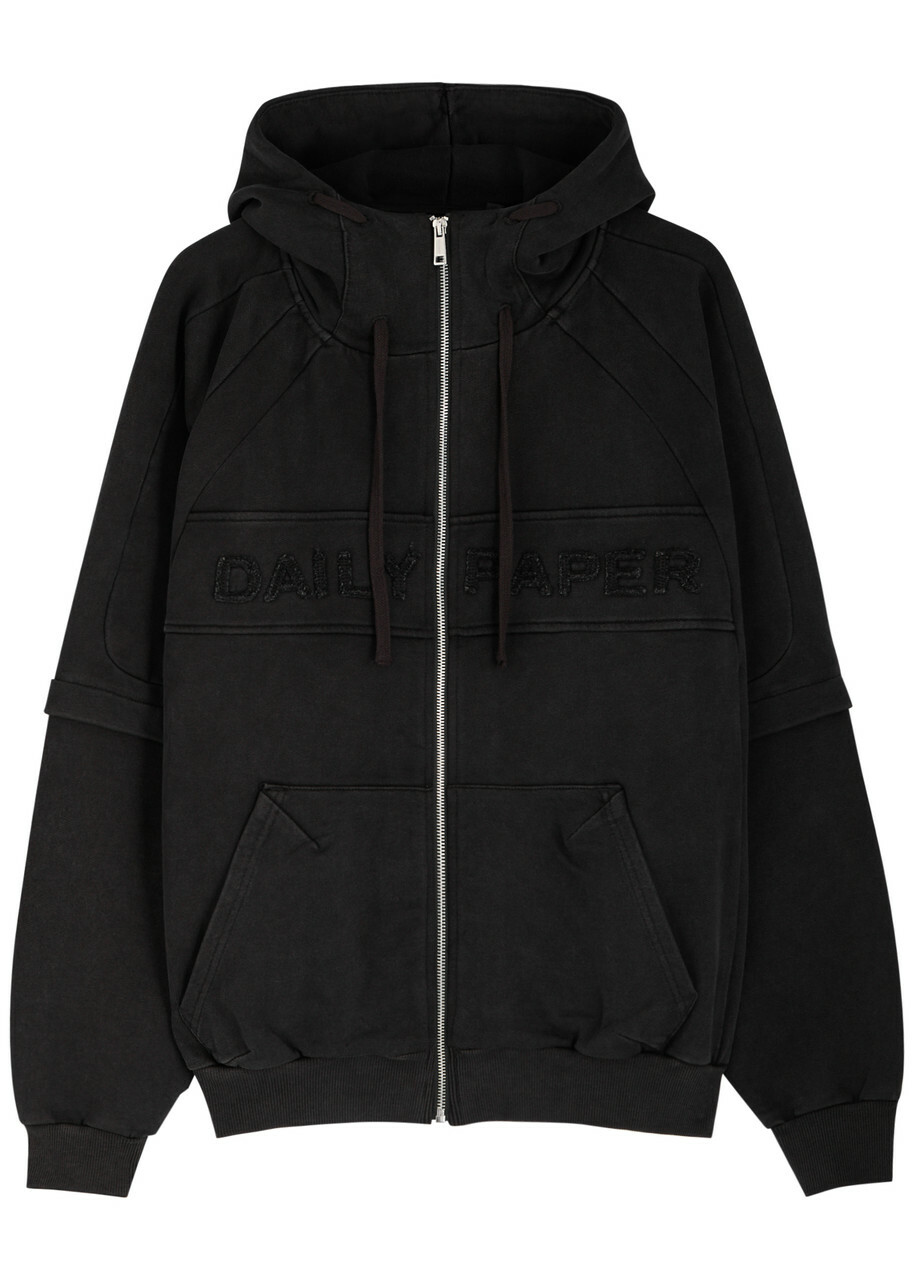 Daily Paper Logo Hooded Cotton Sweatshirt Black
