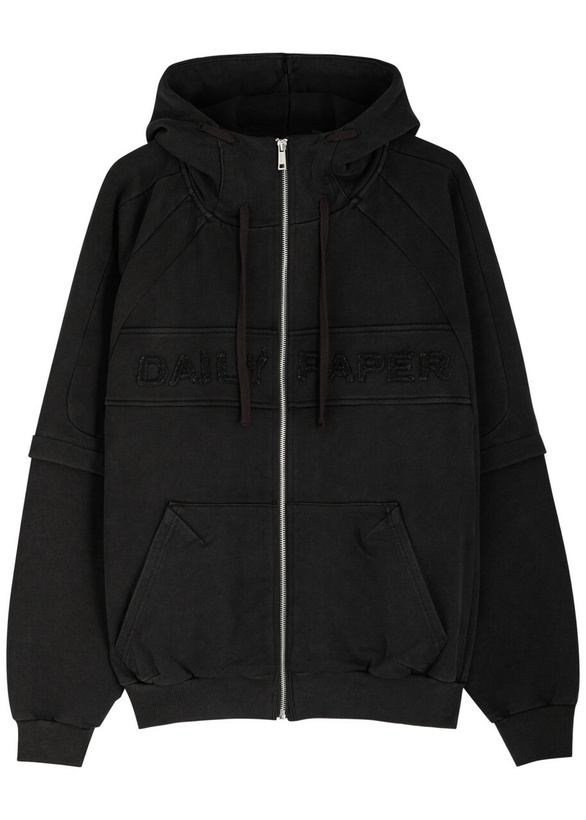 Photo: Daily Paper Logo Hooded Cotton Sweatshirt Black