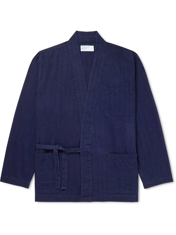 Photo: Universal Works - Kyoto Indigo-Dyed Herringbone Denim Jacket - Blue