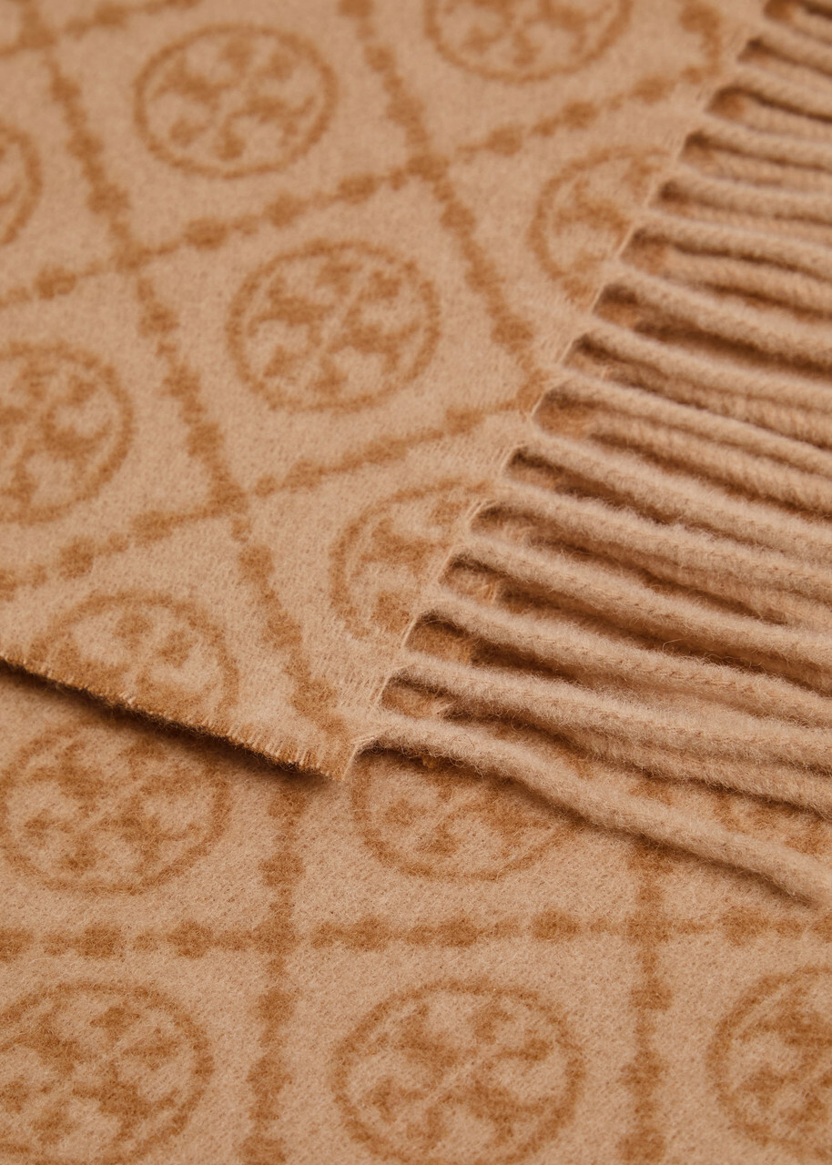 Tory Burch Logo-monogrammed Wool and Cashmere-blend Scarf - Camel - One Size