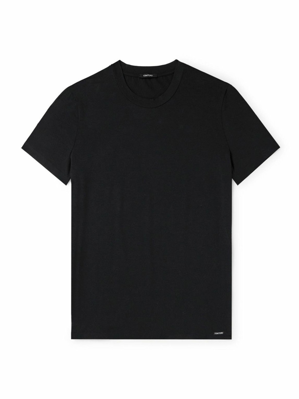 Photo: TOM FORD - Slim-Fit Stretch Cotton and Modal-Blend T-Shirt - Black