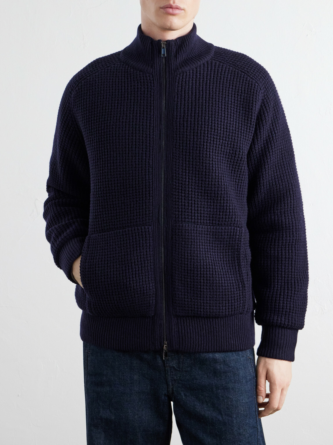 Altea - Padded Virgin Wool Bomber Jacket - Blue