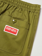 KENZO - Straight-Leg Cotton-Twill Drawstring Trousers - Green